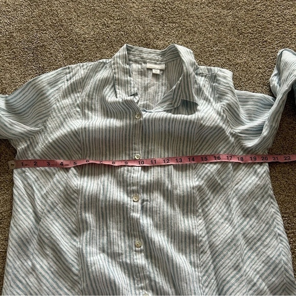 J. Jill love linen stripes button front shirt M - Picture 6 of 7